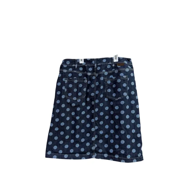 Boden Blue Polka Dot Denim Skirt Womens 14R Knee Length A-Line WG455 - Image 2