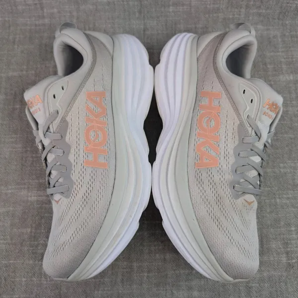 Hoka ONE ONE Bondi 8 Harbor Mist Rose Gold Grey Womens Run Comfort Sneaker 12B - Image 8
