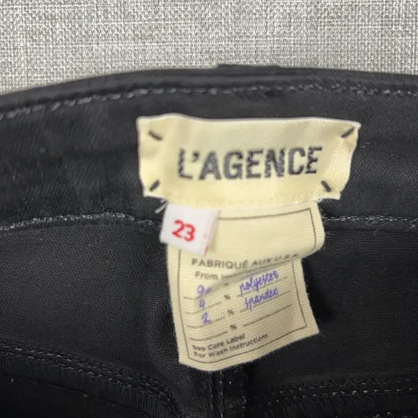 L'AGENCE Jeans Womens 23 Black Faux Leather Mid Rise Skinny Lace Up Stretch - Image 8