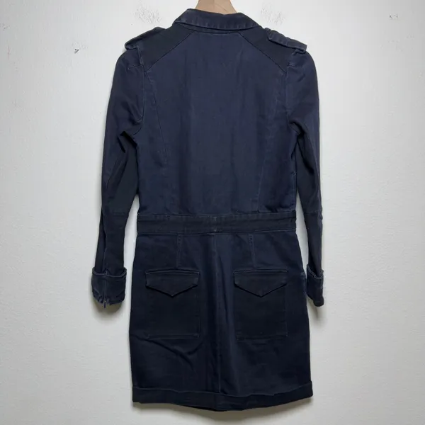 Isabel Marant Women Cotton Denim Dress 2 Navy Blue Military Utility Mini Western - Image 4