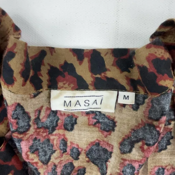 Masai Dress Womens M Brown Animal Print V-Neck 3/4 Sleeve Swing Hi-Low Trapeze - Image 5