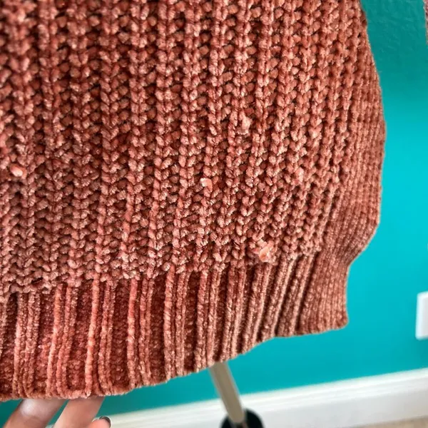 Aerie Womens Chenille Knit Sweater Rust crew Neck Pullover Comfy Size S - Image 4