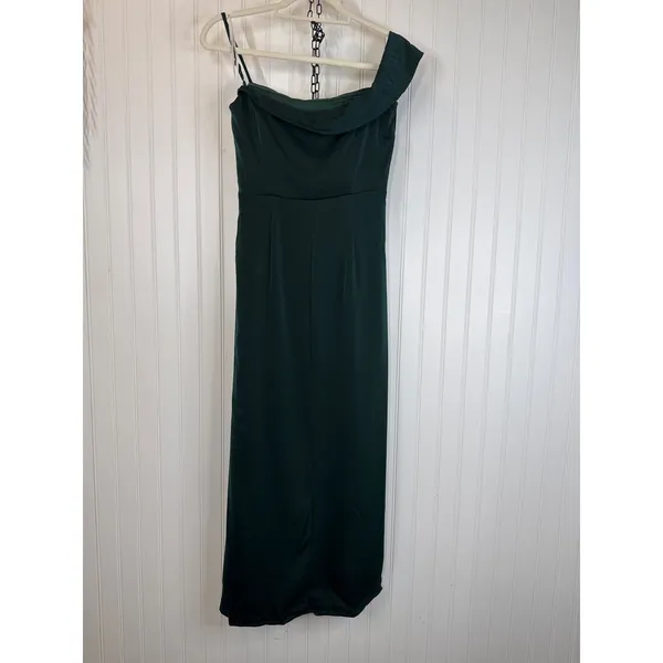 NWT Lulus Showing Off a Little Dark Green Asymmetrical Tulip Midi Dress Size L - Image 4