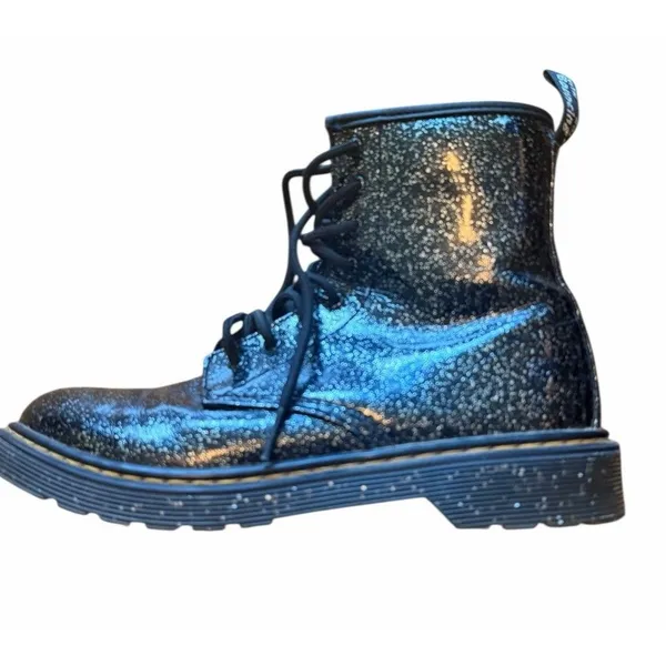 DR. MARTENS “Doc’s” Black 1460 Patent Glitter Lace-Up Boots with Side Zip 6 - Image 10