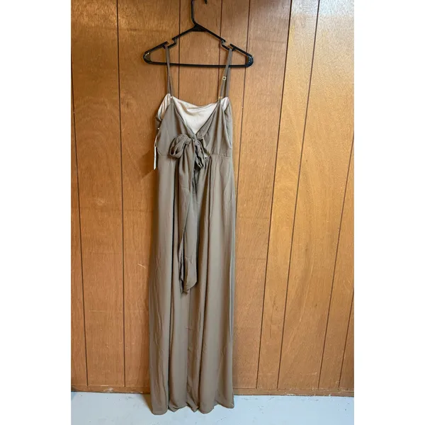 Show me your Mumu Wedding Women’s Large Lauren Tie Maxi Dress Chiffon Bow New - Image 2