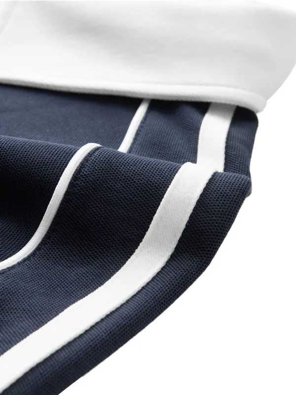 Men's Navy Polo with White Contrast Collar - Image 5