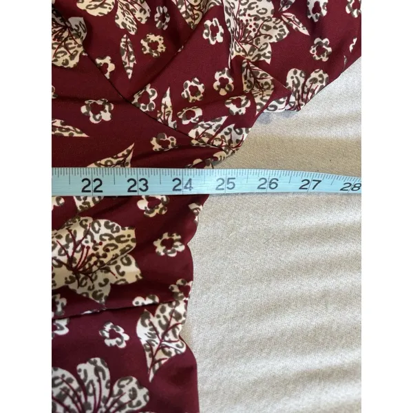 R&B Collection Floral Midi Dress‎ Size 3XL 3/4 Sleeve Scoop Burgundy/Cream Boho - Image 6