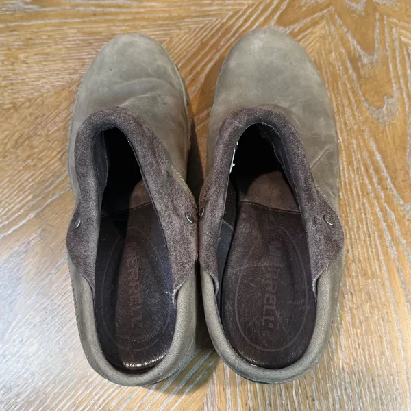 Merrell‎ Drizzle Leather Suede Mules Clogs Slip On Brown Size 10 - Image 5