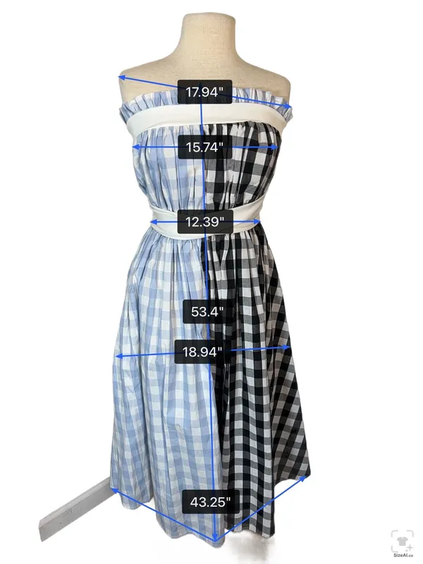 TOV Los Angeles Size 38 Strapless Gingham Midi Dress - Image 4