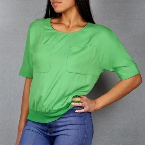 Ann Taylor‎ Chiffon Pocket Cuffed Sleeves Blouse - Image 3