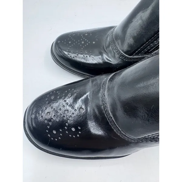 Etienne Aigner 8 Black Booties Women's Heeled Ankle Boots Oxford Brogue Detail‎ - Image 6