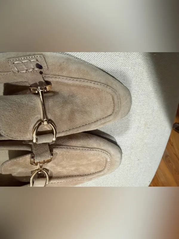 Steve Madden Suede Loafers in Light Beige with Gold Bit - Image 2