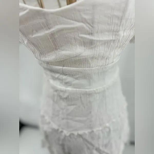 Altar'd State White Puff Sleeve Tie Back Mini Dress Size Medium - Image 9
