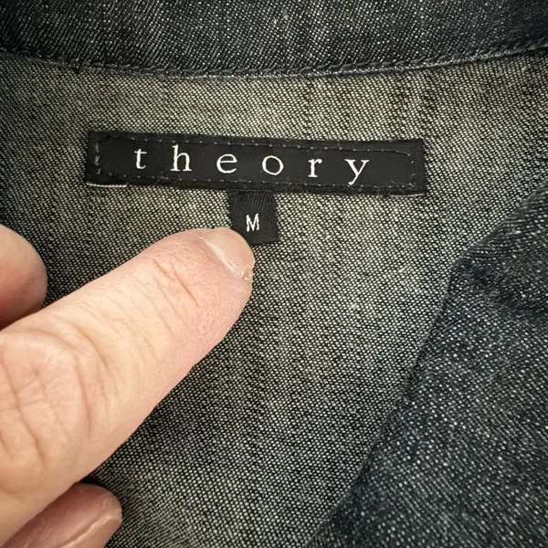 Theory Black Washed Denim Jean Jacket - Classic Button-Front - Image 4