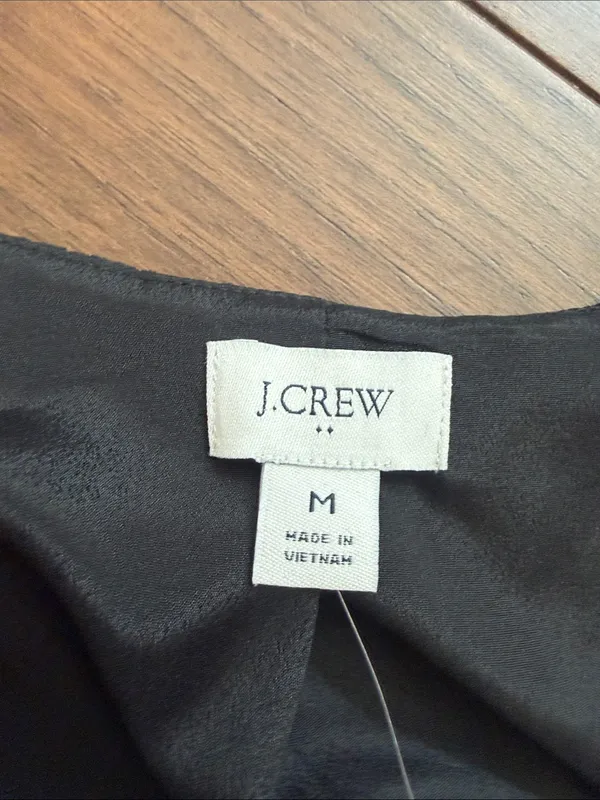 J. Crew Black Ruffle V-Neck Blouse Size Medium NWT - C1-146 - Image 2