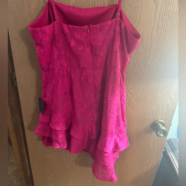 Lulus Days with You Magenta Floral Burnout Ruffled Mini Dress, Size XL NWT - Image 5