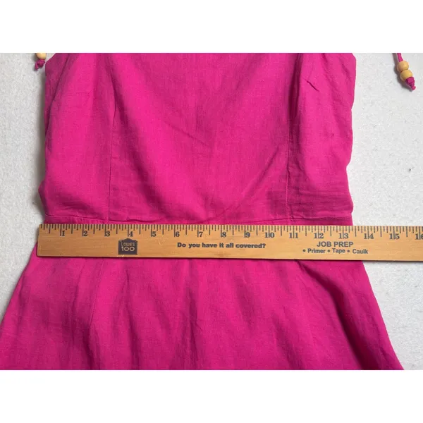 Mango MNG Womens Pink Linen Blend Beaded Strap Smocked Back Mini Dress Size S - Image 12