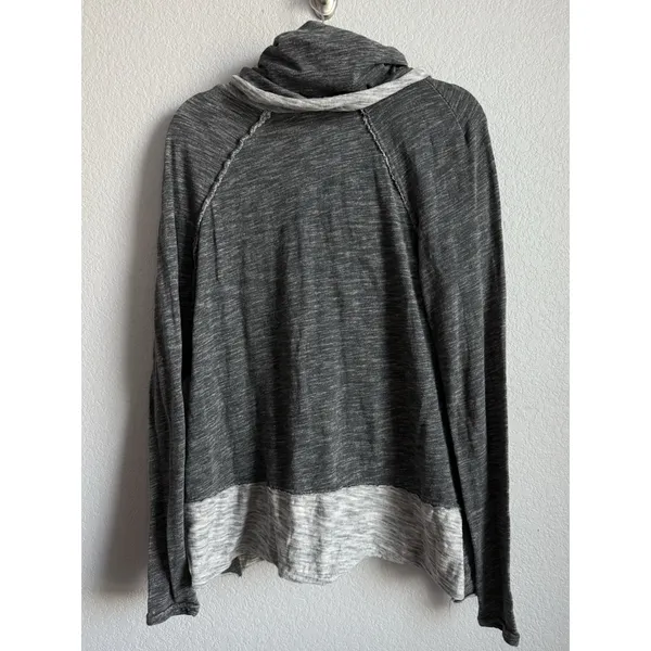 Free People Beach Cocoon Cowl Neck Pullover Top Gray Slouchy Cozycove Boho M/L - Image 9
