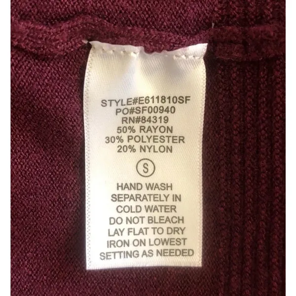 Evolution by Cyrus Myna Cardigan Small Burgundy Open Front Button Sleeve NWOT - Image 8