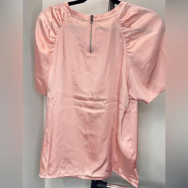 DKNY Pale Pink Short Sleeved Blouse, Size Large - Image 3