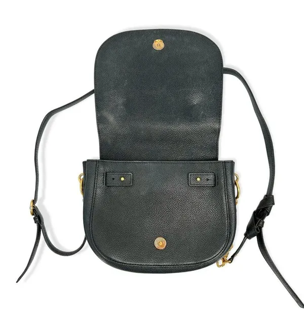 Tory Burch | One Size | Everly Black Pebbled Leather Flap Saddle Bag - Image 10