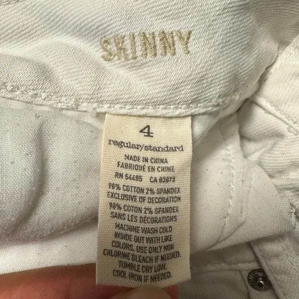1964 | American Eagle Stretch‎ Skinny White Denim Jeans Womens 4 Regular - Image 6