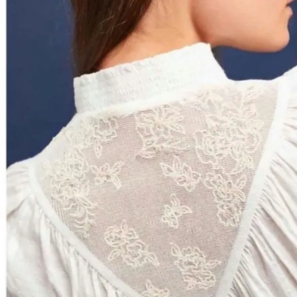 Anthropologie Feather‎ Bone Ivory Embroidered Edda Dolman Sleeve Blouse Size: XS - Image 2