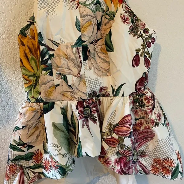 Anthropologie Dahlia Cameo Asymmetrical Peplum Coquette Floral Top Size L - Image 4