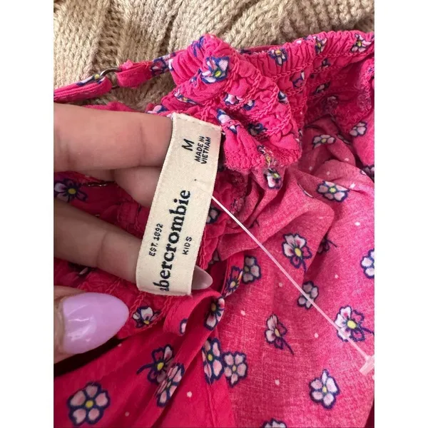 Abercrombie Kids Pink Floral Button-Front Cami Tank Top Size Medium M (Fits Wome - Image 8