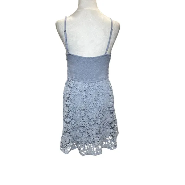 Abercrombie & Fitch‎ Cornflower Blue Spaghetti Strap Dress Large Crochet - Image 3