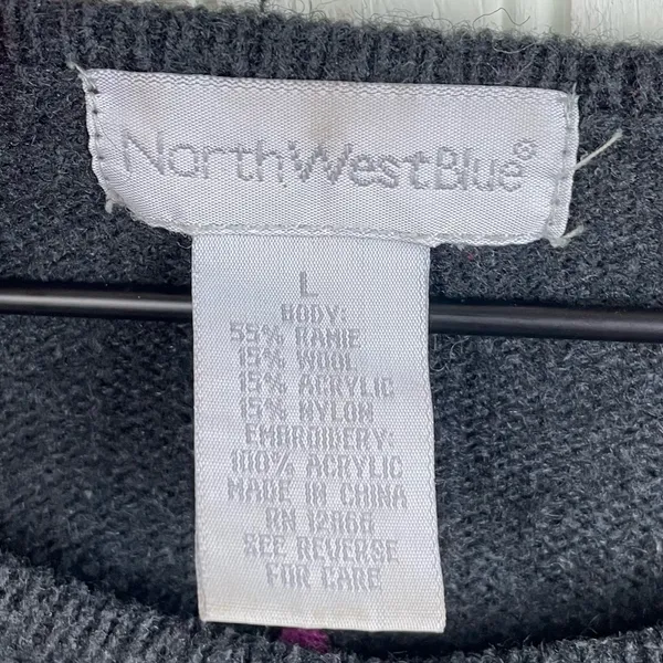 Vintage 90s Y2K Northwest Blue Wool Blend Nordic Embroidered Cardigan Size Large - Image 6