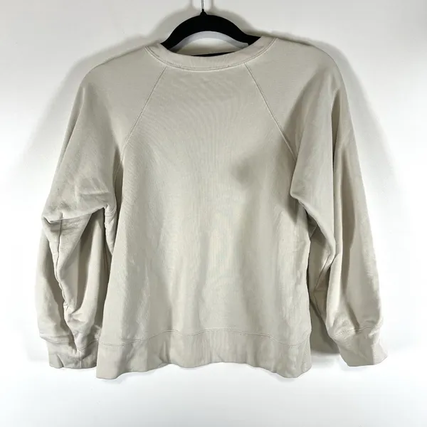 Veronica Beard Sweatshirt Womens Small Cream Ivory Natti Crop‎ French Terry Pima - Image 9