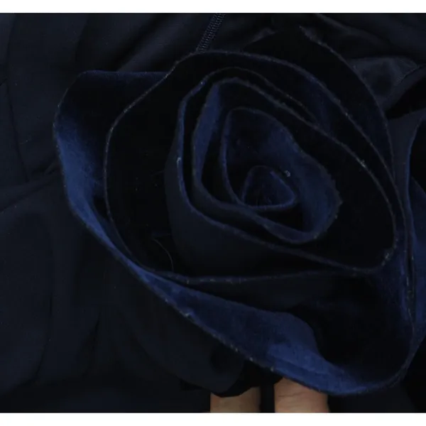 Betsy & Adam Womens Ruffled Halter Velvet-Trim Sheath Dress A26692 Navy Blue 14 - Image 4