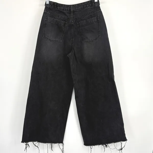 Hot Topic‎ Social Collision Black Wide Leg Cropped Jeans Womens SM Grunge Retro - Image 5