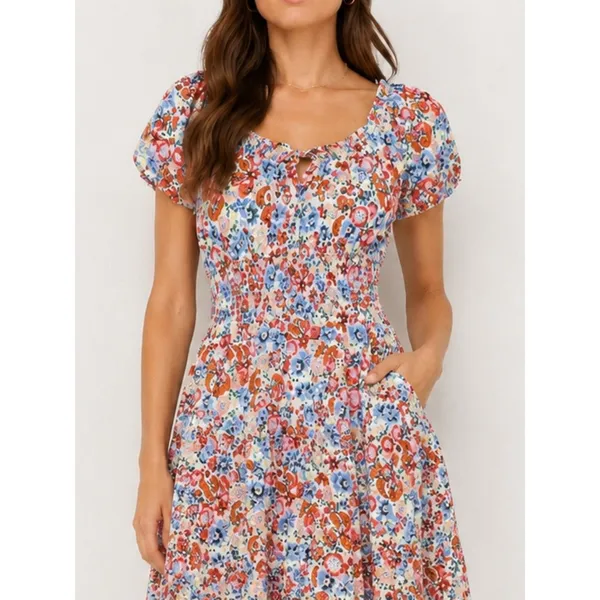 NWT J. Crew Floral Farmers Market Ladybug Print Midi Tiered Dress Size 0 | XS - Image 4