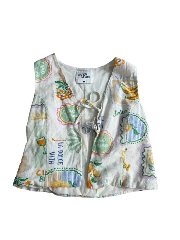 PAPER HEART Dolce Vida Tie Front Top Size Medium - Image 6