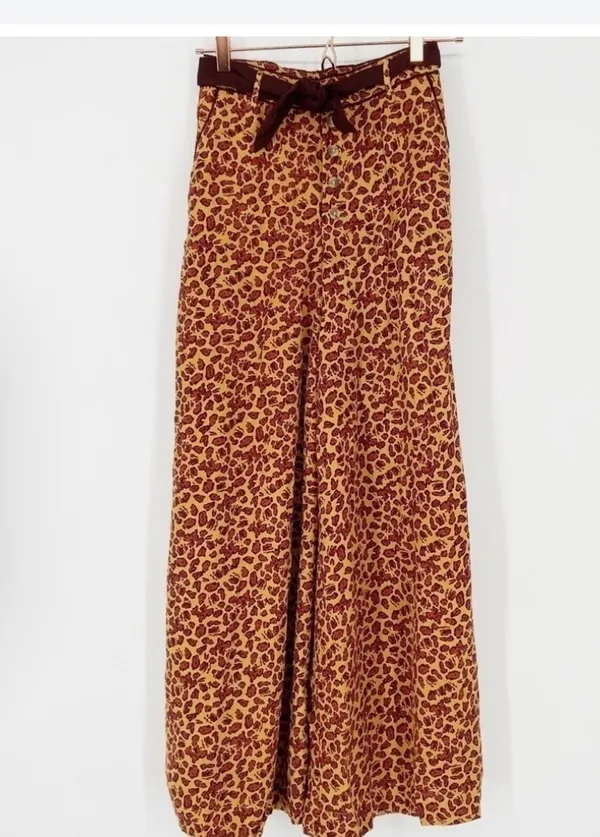 Free People Leopard Print Wide-Leg Pants - Image 3