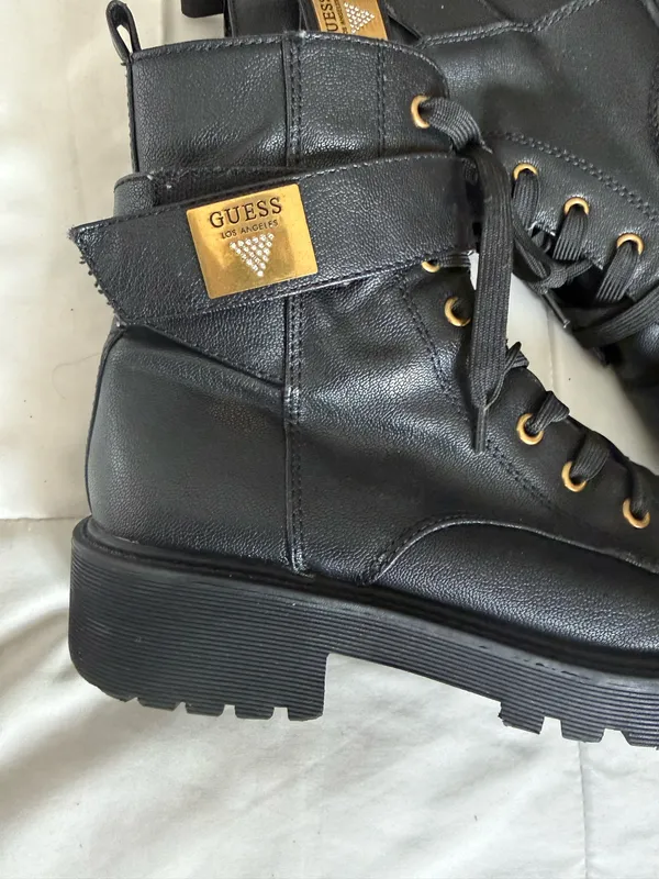 Guess Jeweled Logo Combat Boots Black - Image 3
