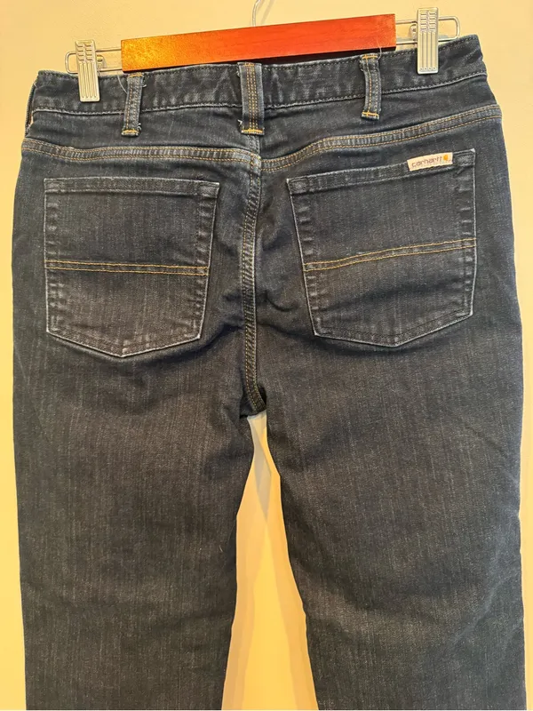 Carhartt Flannel Lined Straight Leg Jeans Size 8 - Image 5