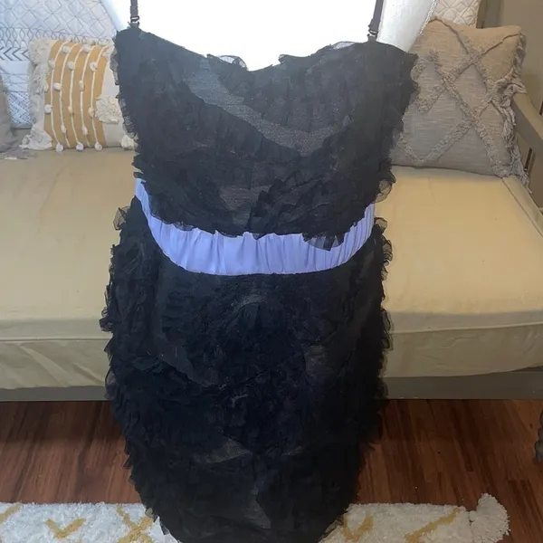 Miss Me Couture Cocktail Little Black Dress Purple Trim - Image 4