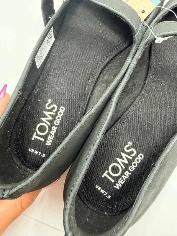 TOMS Bianca Mary Jane Flats Black Leather Comfort Ballet Coquette Women 7.5 - Image 4