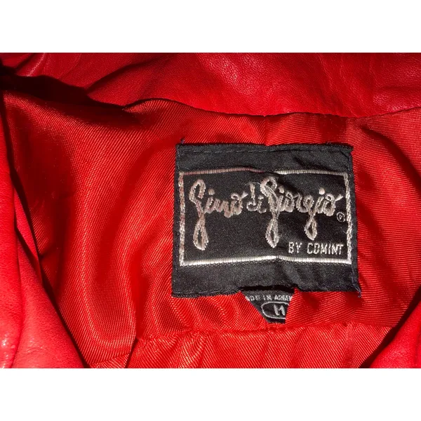 Vintage 80s Gino di Giorgio Embossed Red Leather Jacket M - Image 3