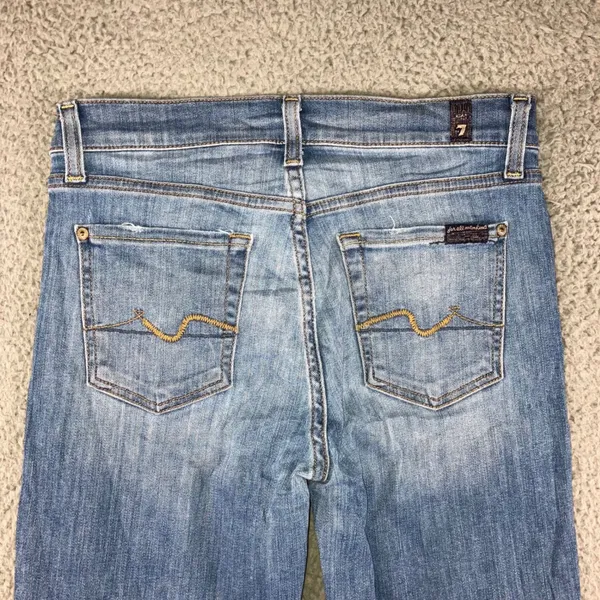7 For All Mankind Skinny Jeans Women 26 Medium Wash Whiskered Stretch‎ Denim - Image 11