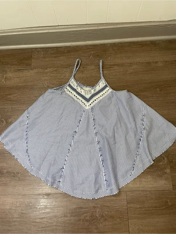 Altard State Flowy Striped Tank Top Size M Blue White Nautical Boho Summer - Image 8