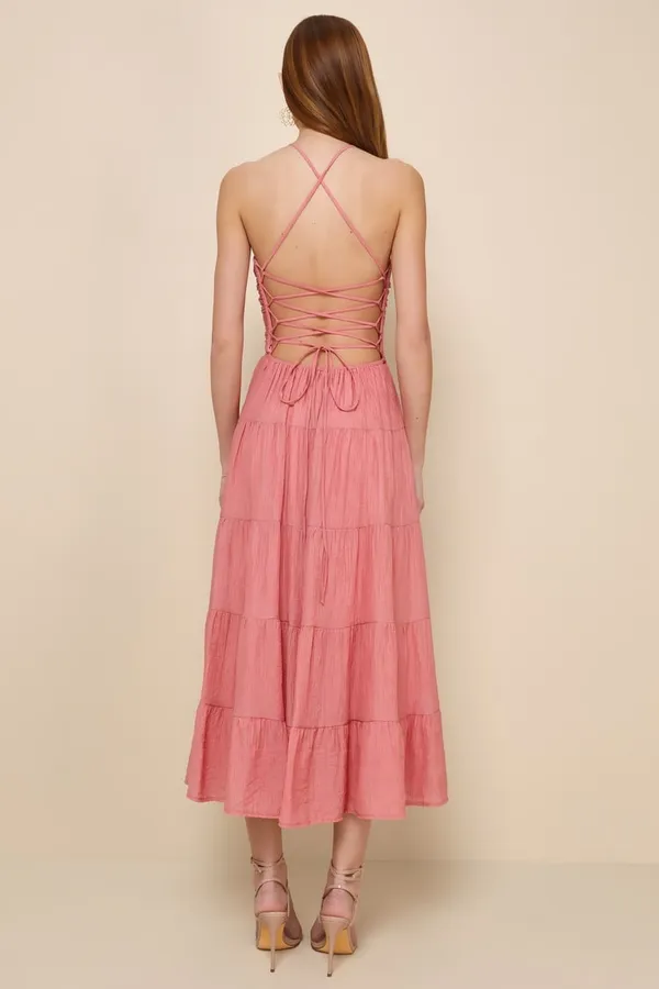 Lulus Lace-Up Dress - Image 2