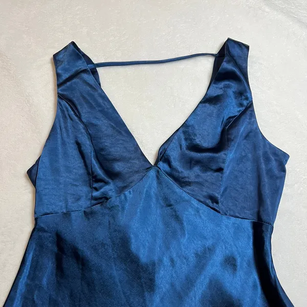 NEW Lulus Incredible Love Navy Satin Cowl Back Midi Slip Dress Size L Formal - Image 6