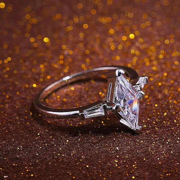 Sparkling Marquise‎ Platinum 925 Silver Simulated Diamond Ring Silver Size 6 - Image 9
