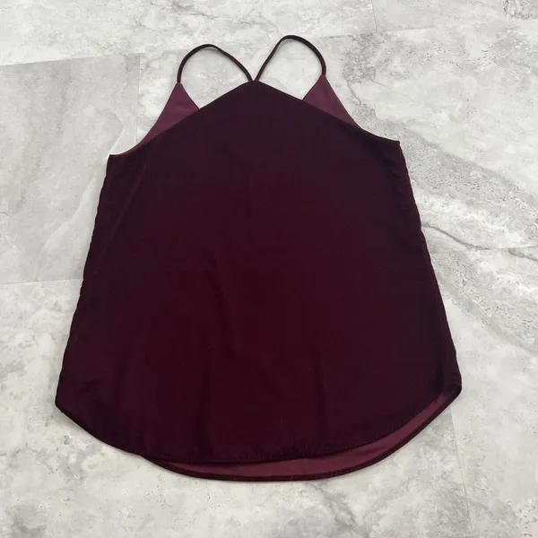 Ann Taylor Loft Women Tank Top Size Xsmall XS‎ Maroon Velour V Neck Cami Lined - Image 2