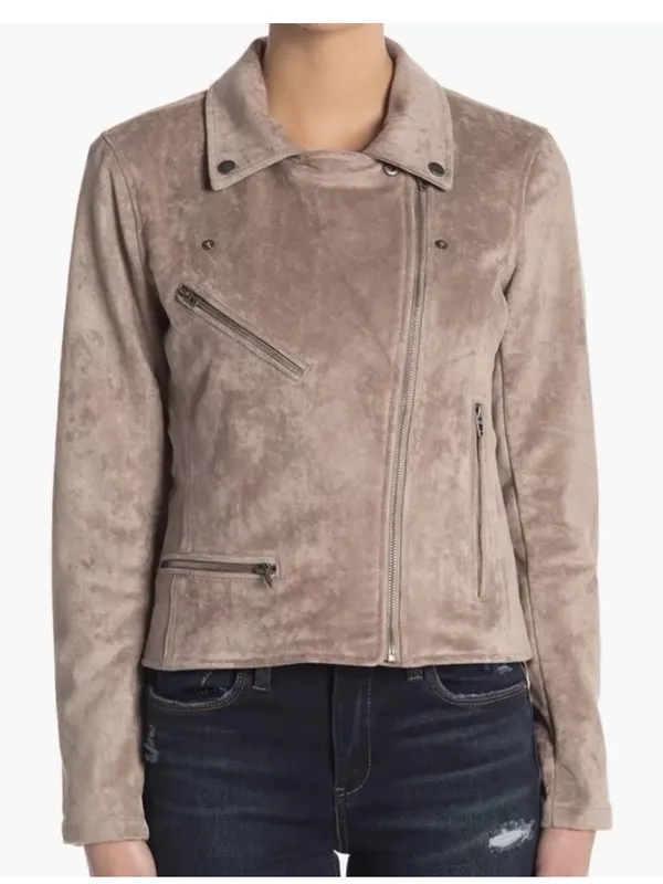 Blank NYC Taupe Suede Moto Jacket size Small $198 - Image 2