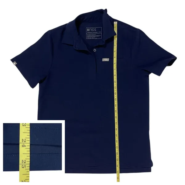 FIGS Nala Short Sleeve Scrub Polo Top - Blue - XS - Image 3